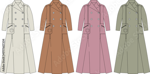 Elegant Coats in Various Colors A Fashion Illustration for Design and Style Inspiration