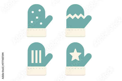 Set of four cozy winter mittens with various decorative patterns for cold weather