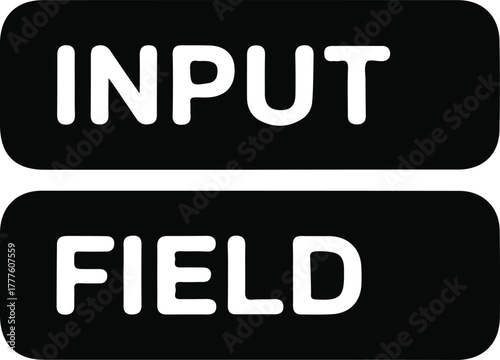 Input field user interface icon design, Black and white graphic showing an input field interface icon, representing web forms, data entry, or digital UX design elements.

