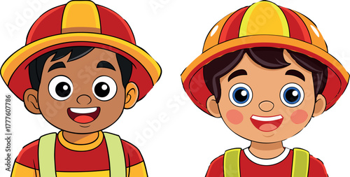 firefighter cartoon illustration, rescue worker vector, emergency hero artwork, fire safety illustration, firefighter helmet drawing, brave fireman character, professional worker design, emergency res