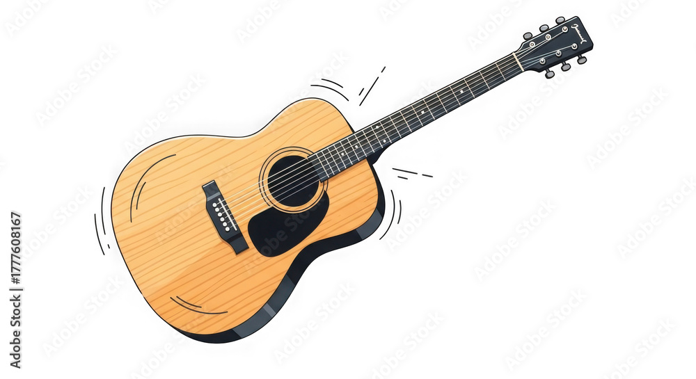 Fototapeta premium 3d acoustic guitar with natural wood finish isolated on transparent background
