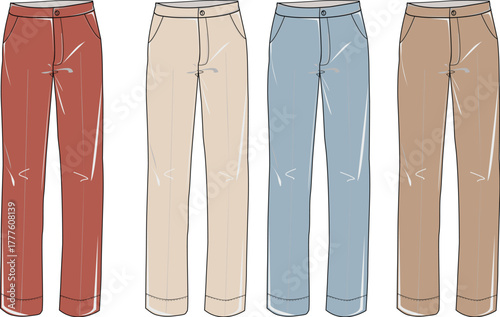 Stylish Pant Designs A Spectrum of Colors for Fashion Illustration and Clothing Design