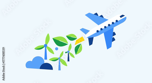 Sustainable Aviation Concept with Eco-Friendly Airplane.