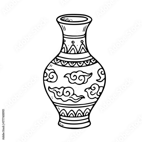 Decorative ceramic vase with Asian pattern