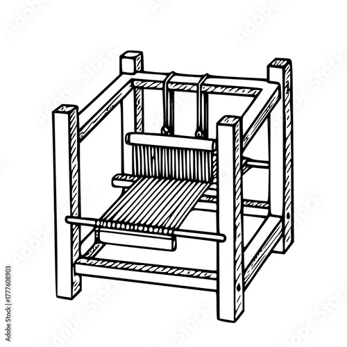 Traditional wooden weaving loom handcraft tool