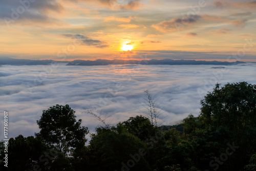 Doi Samer Dao or Doi Samoe Dao Viewpoint mountain and mist, Nan, Thailand
