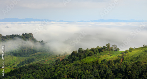 Doi Samer Dao or Doi Samoe Dao Viewpoint mountain and mist, Nan, Thailand
