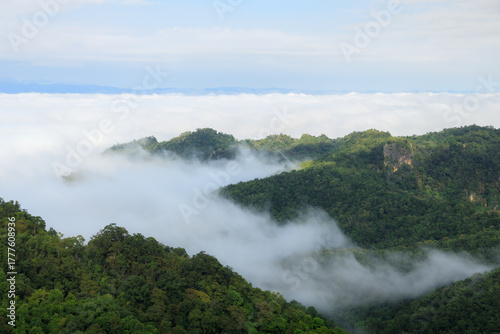 Doi Samer Dao or Doi Samoe Dao Viewpoint mountain and mist, Nan, Thailand