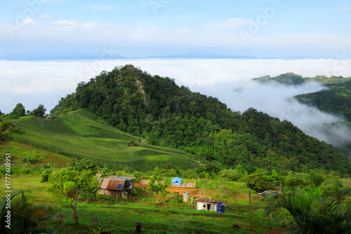 Doi Samer Dao or Doi Samoe Dao Viewpoint mountain and mist, Nan, Thailand