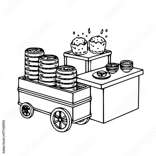 Chinese Street Food Dim Sum Cart