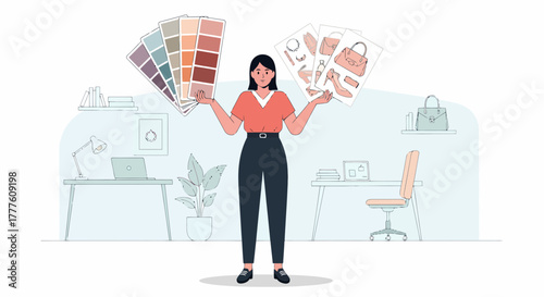 Interior Design Professional Selecting Colors And Fashion Accessories