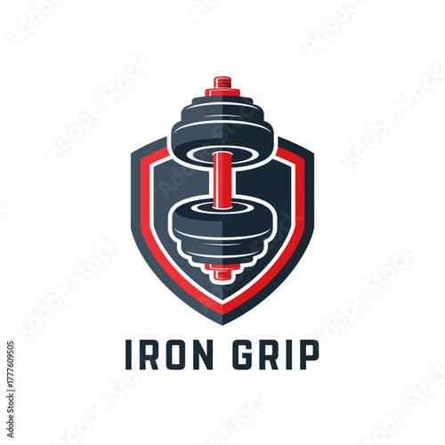 Dumbbell Fitness Gym Workout Sport Shield Logo