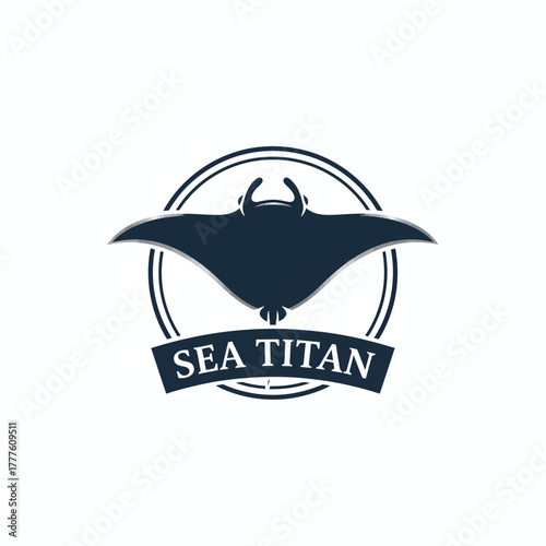 Manta Ray Sea Ocean Wildlife Scuba Dive Logo