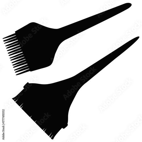 Hair Dye Brush Silhouette with Colouring Tools and Fine Bristles