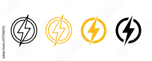 Flash icon. Lightning bolt logo. Fast speed sign. Shock symbol. Thunderbolt lightning pictogram.