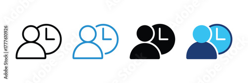 Person overtime, attendance icon. Working hours icon. Vector illustration