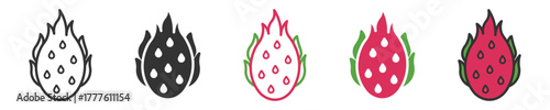 Dragon fruit icon set, vector illustration .