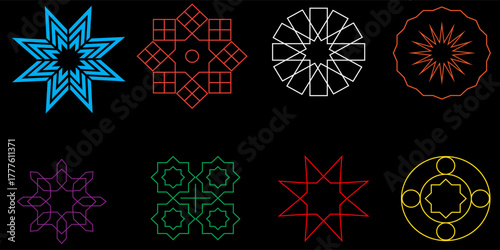 set of simple snowflakes flat for web site modern eps10.