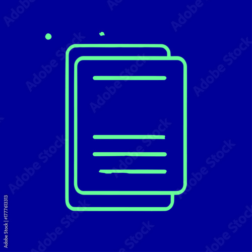 Minimalist document icon, green and blue, representing files and data