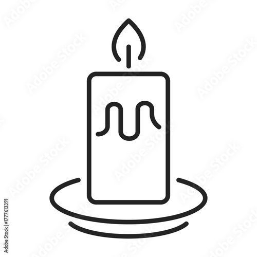 burning candle line web icon