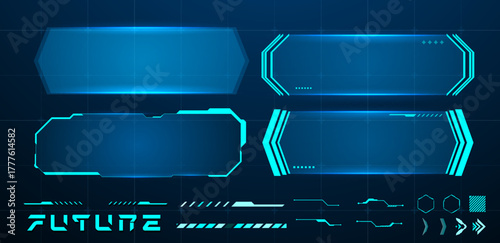 Set technology box or futuristic callout title. Vector illustration	