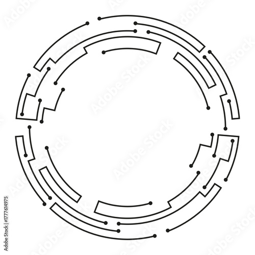 Minimalistic circular design with a digital circuit theme, perfect for tech-related uses.