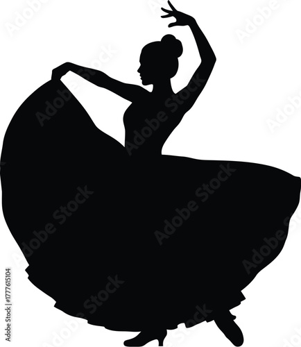 Flamenco dancer silhouette vector art spanish dance illustration