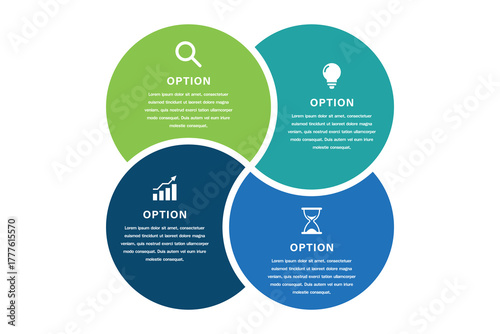 4 Option Circular Infographic with Icons – Decision Matrix Template