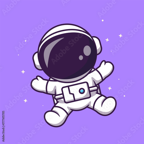 Cute Astronaut Floating In Space Cartoon