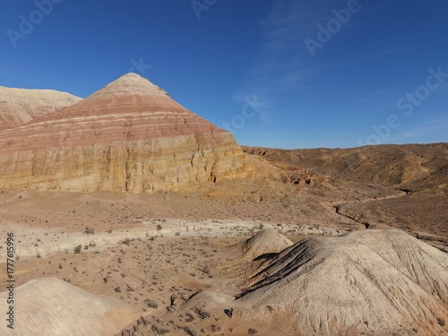 Aerial Drone Footage of Aktau Mountains in Altyn Emel National Park, Kazakhstan