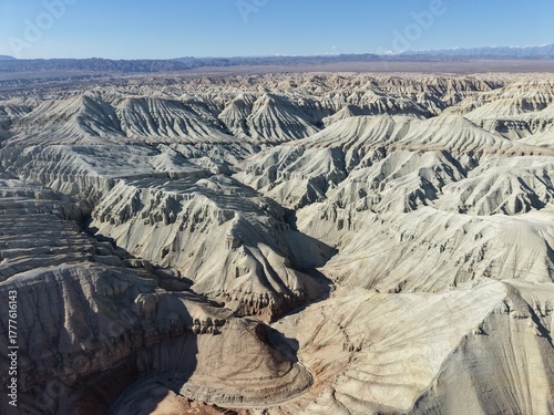 Cinematic Aerial Drone View of Aktau Mountains – Colorful Desert Landscape of Altyn Emel