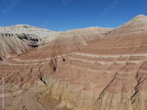Colorful Aktau Mountains from Above – Aerial Drone Footage of Desert in Kazakhstan