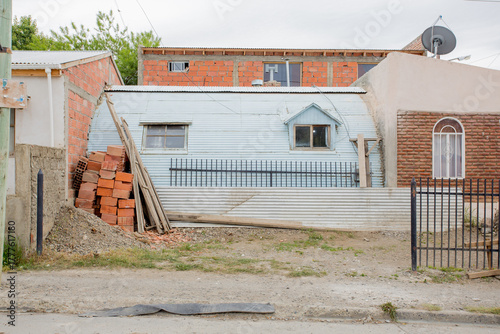 Traditional QUONCET HUT neighborhood, buitl by pioneers in Rio Turbio, small town in Argentinean Patagonia