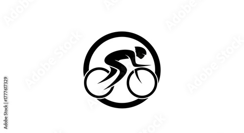 Cycling Athlete Emblem Design Sleek Cyclist Silhouette for Sports Enthusiasts and Fitness Communities