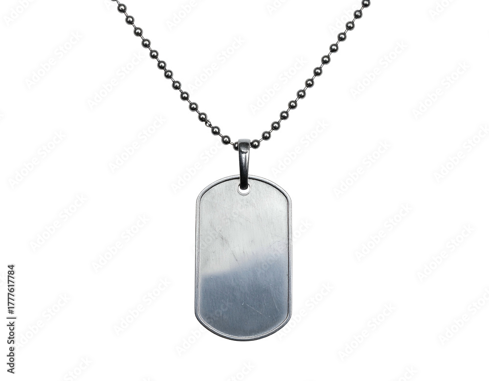 Fototapeta premium Polished metal pendant on a beaded chain, isolated
