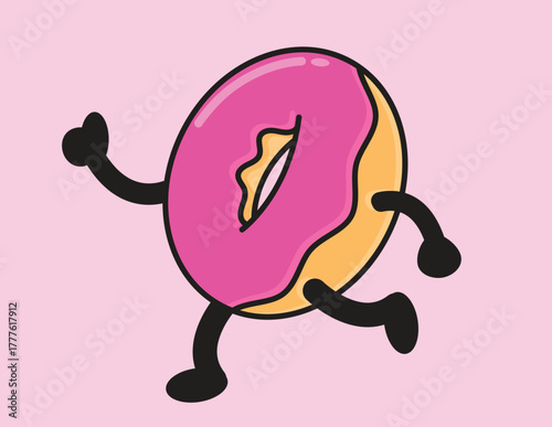 Strawberry Frosted Donut Cartoon
