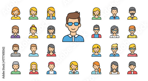 Cartoon illustration of a smiling older man with gray hair graphic