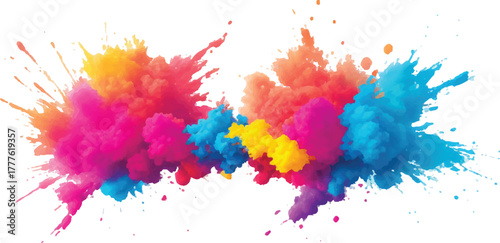 Colorful explosion of powder vibrant hues in a dynamic burst perfect for backgrounds and creative designs