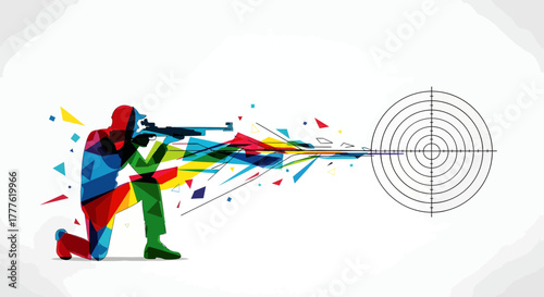 Action Shooter Illustrating Colorful Creativity in Target Practice - Digital Art Concept with Abstract Elements
