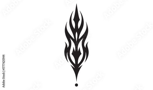 Abstract tribal flame design element black on white background