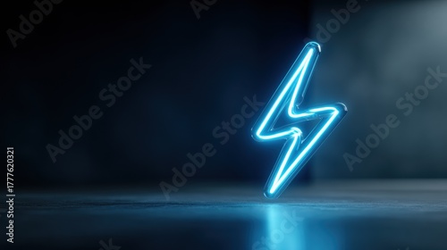 Illuminating Power Surge - Lightning Bolt Glass with Neon Core in Electric Blue Gradient on Dramatic Diagonal Background.