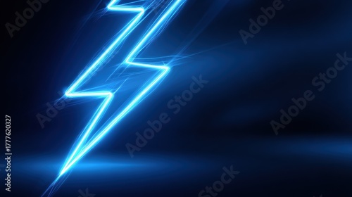 Electrifying Lightning Bolt Glass with Neon Core on Dramatic Diagonal - Instant Power Concept in Electric Blue Gradient