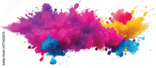 Colorful powder explosion vibrant and dynamic ideal for Holi festival designs or abstract backgrounds
