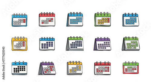 Cartoon calendar icon with blue details for reminders and planning schedules