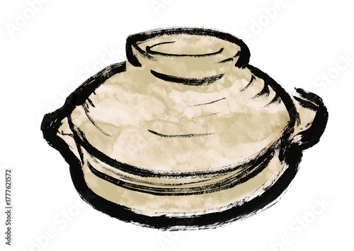 土鍋　和風筆書きイラスト