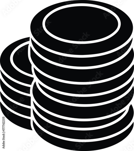 Gold Coins Stack Silhouette Black Flat Graphic vector 1