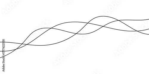 Thin wavy lines set on isolated white page. Curved Thin-wavy lines set on white page. Wavy black thin line set. EPS 10. 