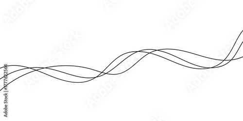 Thin wavy lines set on isolated white page. Curved Thin-wavy lines set on white page. Wavy black thin line set. EPS 10. 