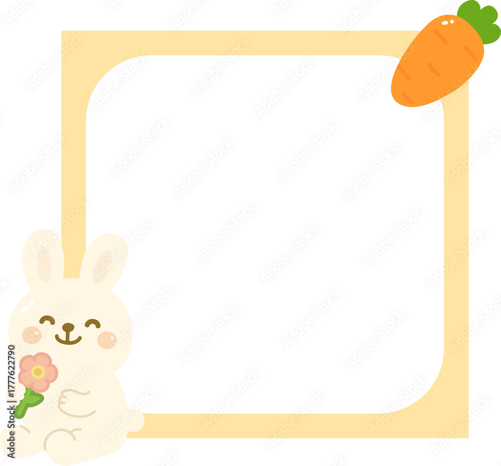 Obraz premium Cartoon Rabbit and Carrot Frame