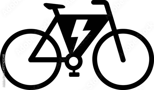 Electric Bicycle with Lightning Bolt Icon